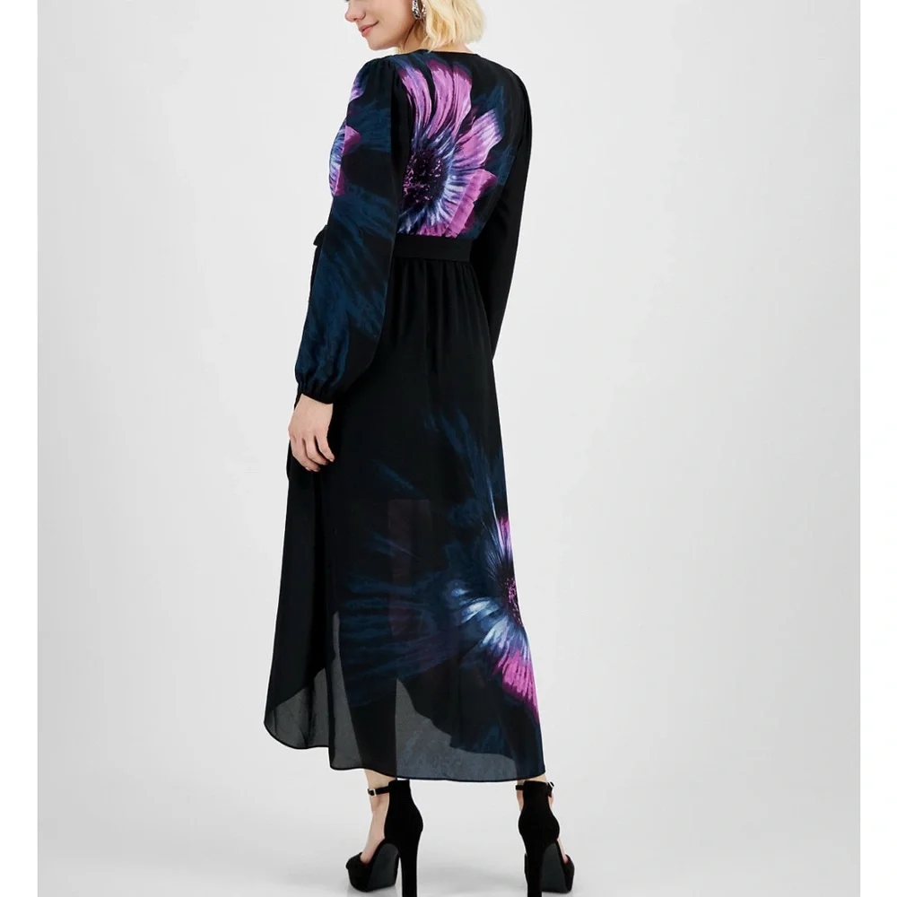 INC tie waist faux wrap dress - Picture 5 of 7